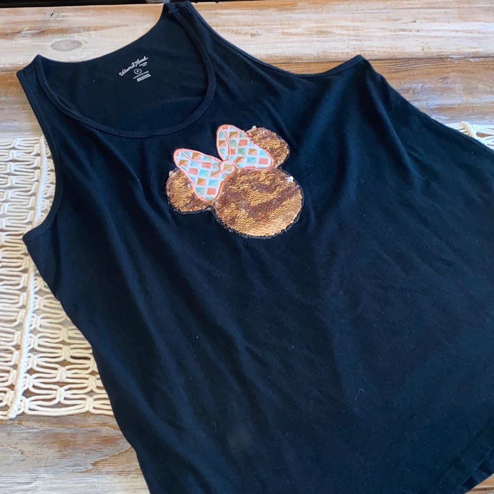 Universal Thread Black Tank Top with Gold and Pink Accents